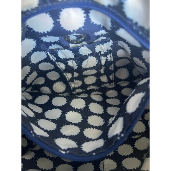 Vera Bradley Large Quilted Blue White Floral Fabric Crossbody Purse Saddle Bag - Picture 9 of 11